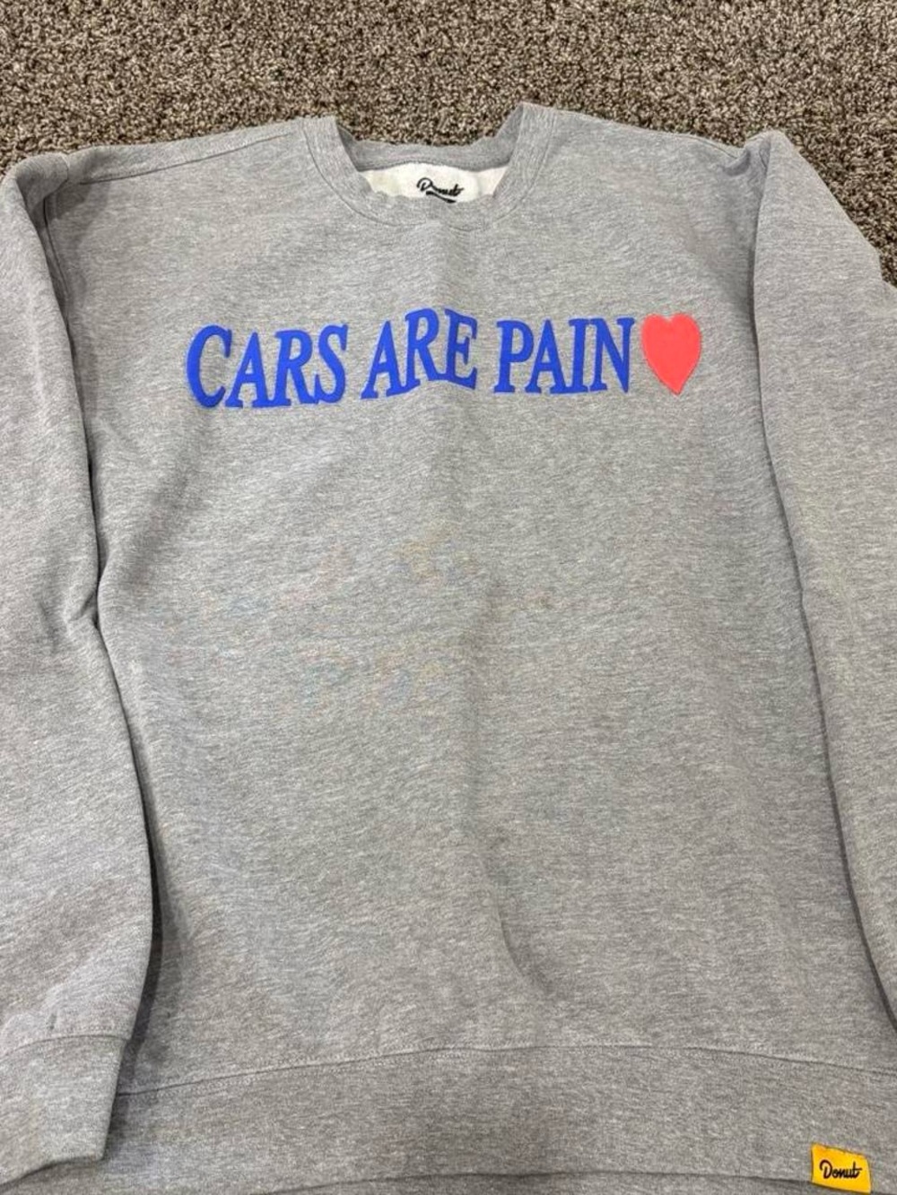 Grey 'Cars Are Pain' Crewneck Sweatshirt by